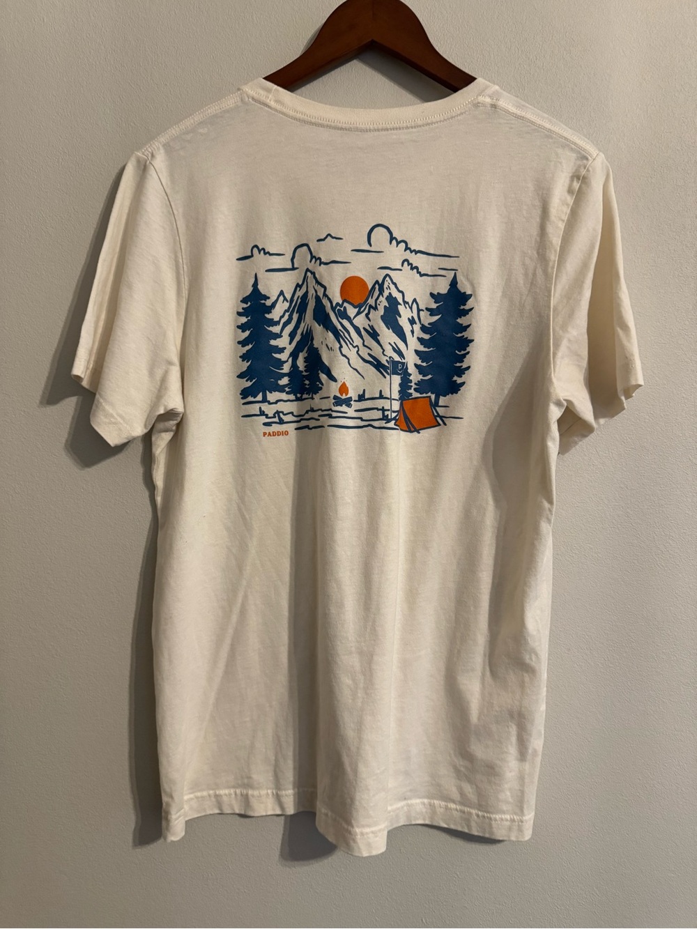 Paddio Let The Adventure Begin Camping Mountain Graphic T Shirt Cream